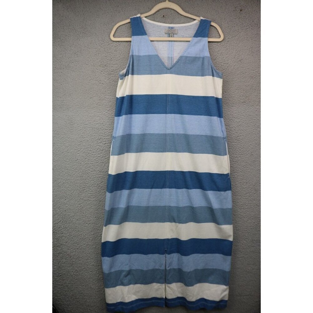 Ocean & Coast Sleeveless Striped Maxi Dress-Size Large-Pockets-Beachy-Front Slit